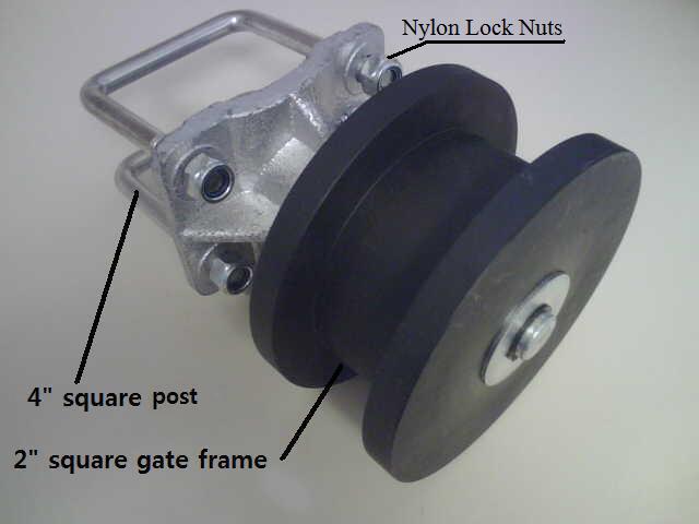 square nylon cantilever roller assembly for chain link gate